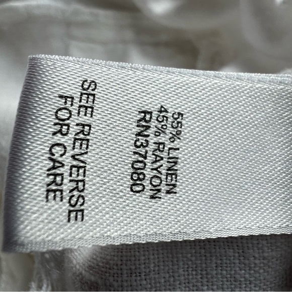 CATO Women's Solid Linen Pants Drawstring Beach White Sz L Pockets Lounge Wear - Picture 11 of 12